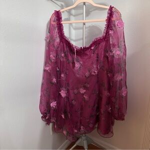 NWOT Dolls Kill NEW Floral Sheer Pink Dress size 1x